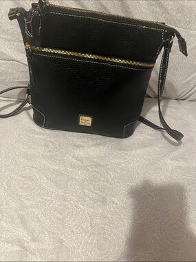 Dooney & Bourke Vintage Black Pebble Leather Crossbody with Gold Hardware